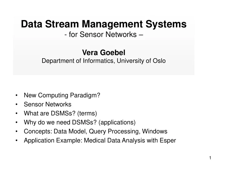 data stream management systems