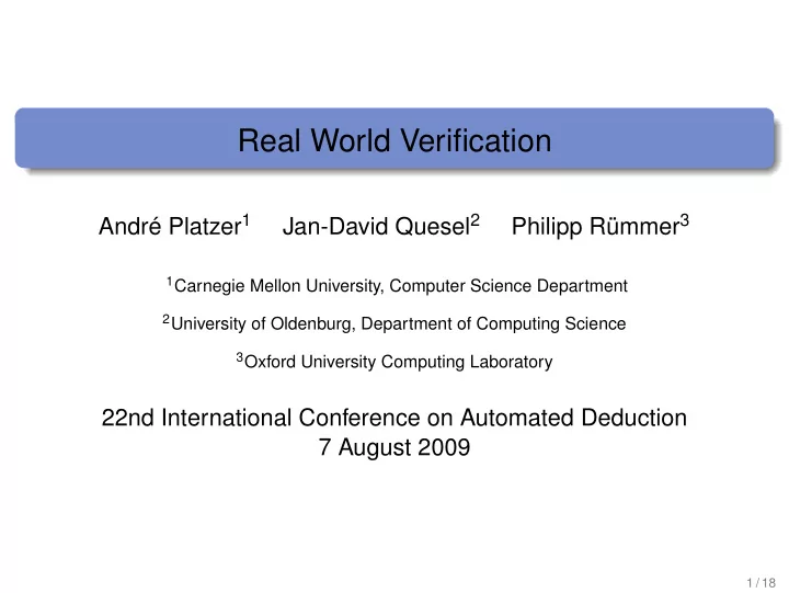 real world verification