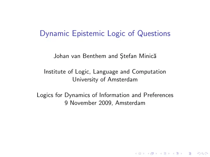 dynamic epistemic logic of questions