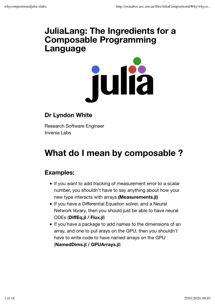 julialang the ingredients for a composable programming