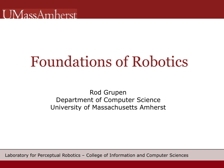 foundations of robotics