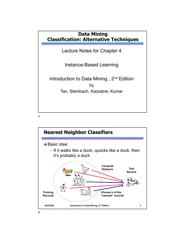 data mining classification alternative techniques lecture