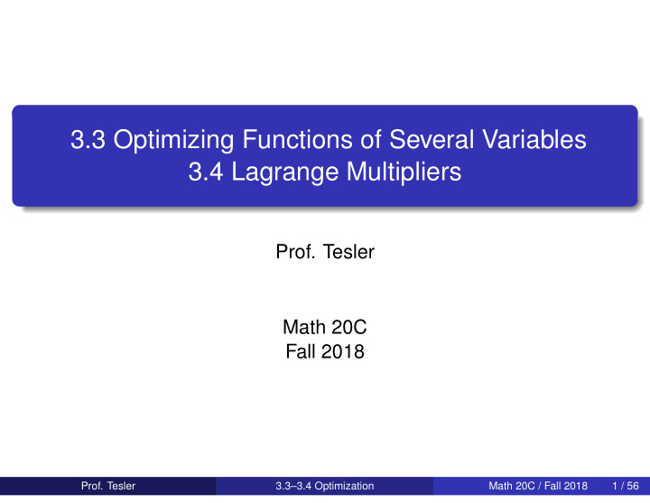 3 3 optimizing functions of several variables 3 4