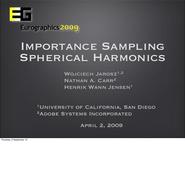 importance sampling spherical harmonics