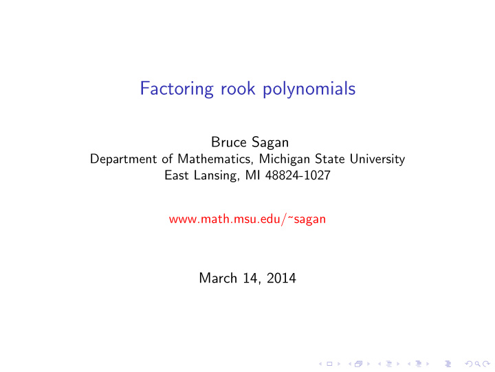 factoring rook polynomials