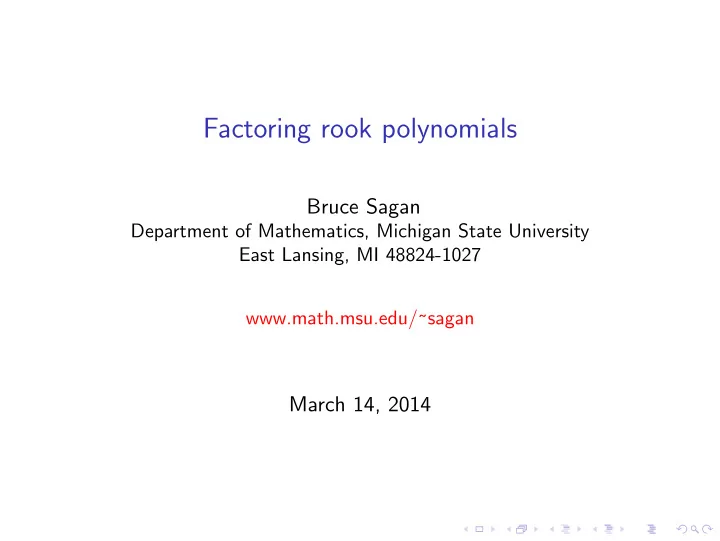 factoring rook polynomials
