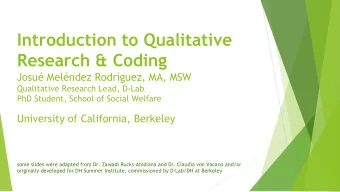 Introduction to Qualitative  Research &amp; Coding  Josu Melndez Rodrguez, MA, MSW