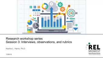 Research workshop series  Session 3: Interviews, observations, and rubrics  Keshia L. Harris, Ph.D.