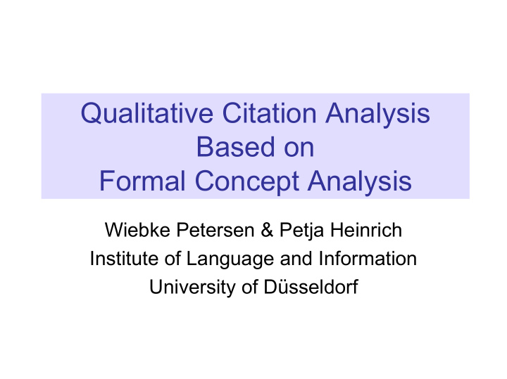 qualitative citation analysis based on formal concept