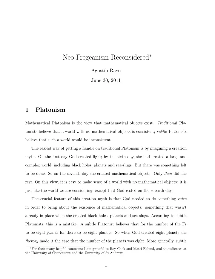 platonists believe that a world without numbers is