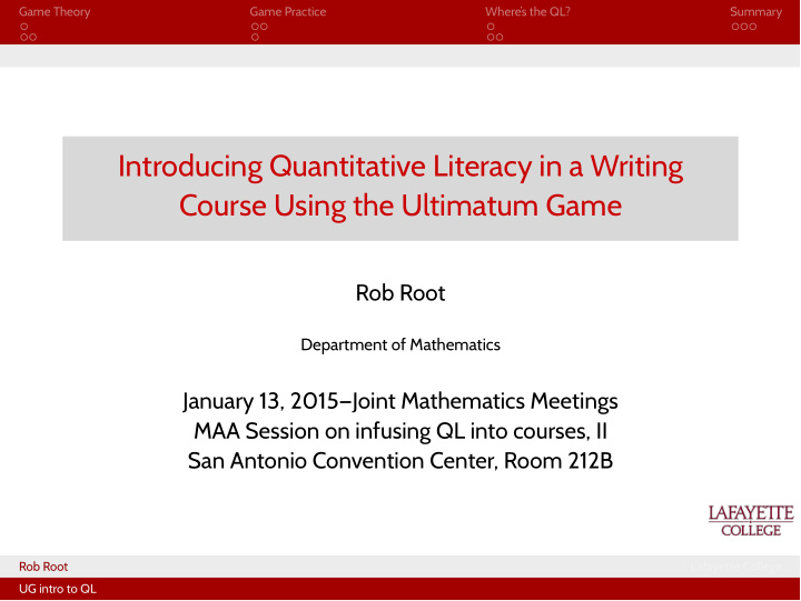 introducing quantitative literacy in a writing course