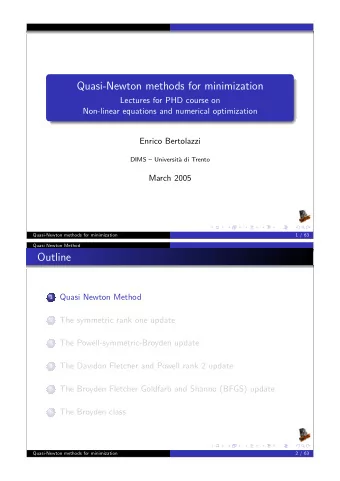 Quasi-Newton methods for minimization  Lectures for PHD course on  Non-linear equations and