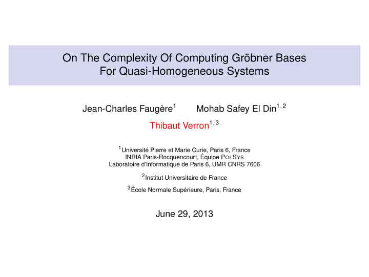 on the complexity of computing gr bner bases for quasi