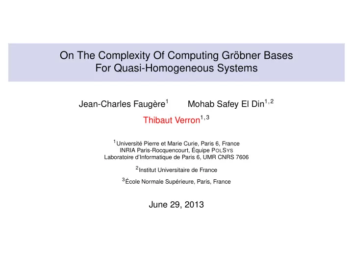 on the complexity of computing gr bner bases for quasi