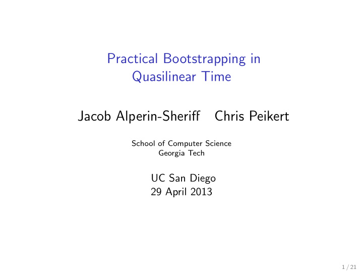practical bootstrapping in quasilinear time jacob alperin