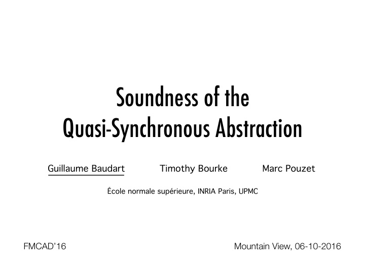 soundness of the quasi synchronous abstraction