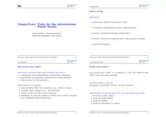 Quasi-Exact Tests for the dichotomous  Rasch Model  conditional independence (local