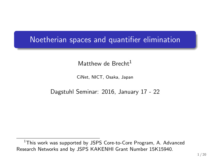 noetherian spaces and quantifier elimination