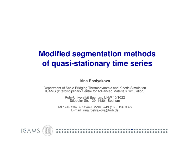 modified segmentation methods of quasi stationary time