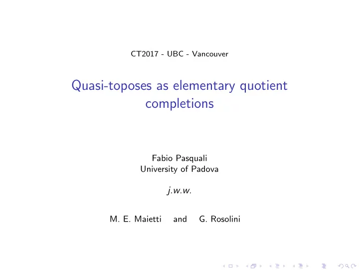 quasi toposes as elementary quotient completions