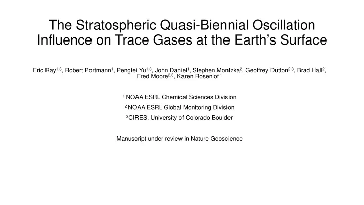 the stratospheric quasi biennial oscillation influence on