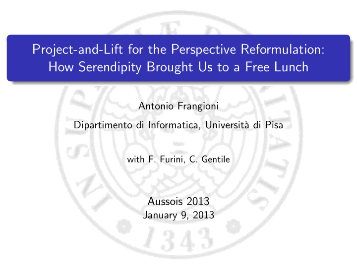 project and lift for the perspective reformulation how