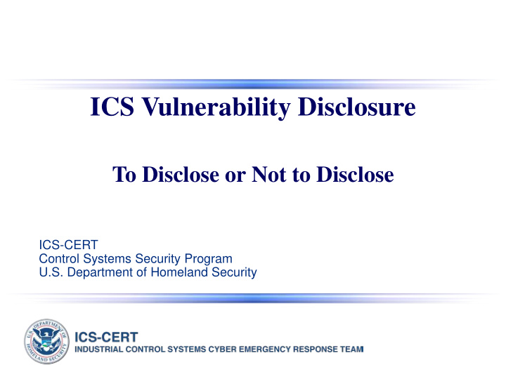 ics vulnerability disclosure
