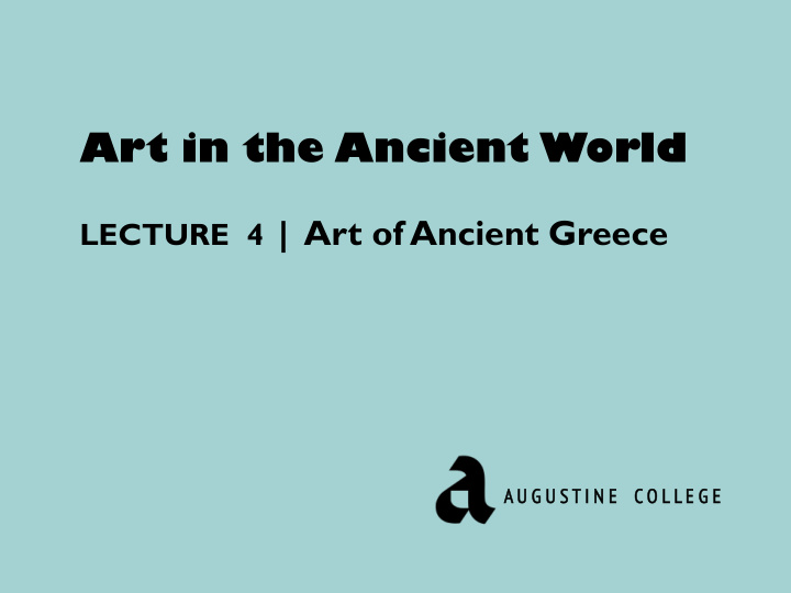 art in the ancient world
