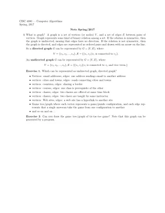 CISC 4080  Computer Algorithms  Spring, 2017  Note Spring/2017 1 What is graph? A graph is a set