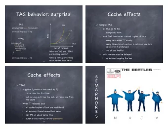 TAS behavior: surprise!  Cache effects  TAS Simple TAS  TAS lock.acquire() { while (TAS(value)); }