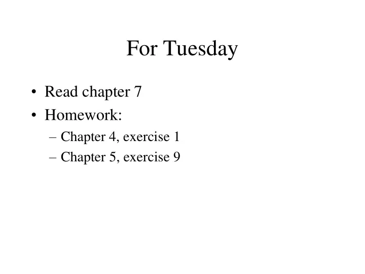 for tuesday