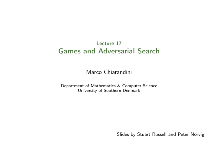 games and adversarial search