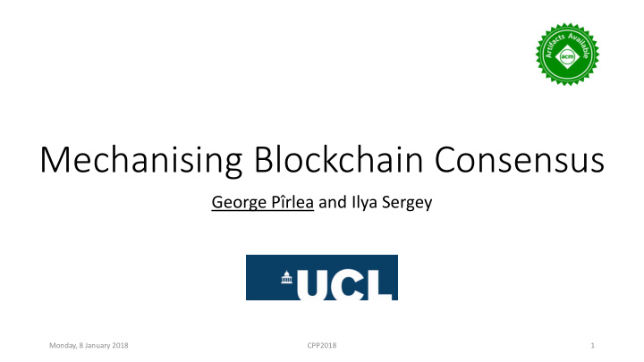 mechanising blockchain consensus