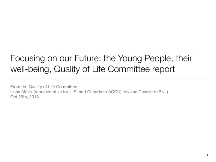 focusing on our future the young people their well being