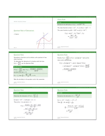 Chain Rule  MCV4U: Calculus &amp; Vectors  Recap   2 x 5  7 x .  3 Determine the derivative