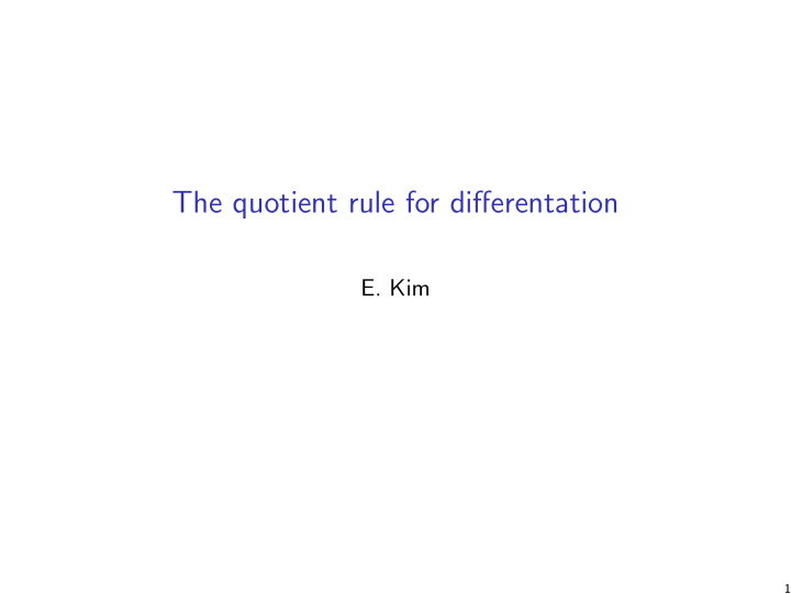 the quotient rule for differentation