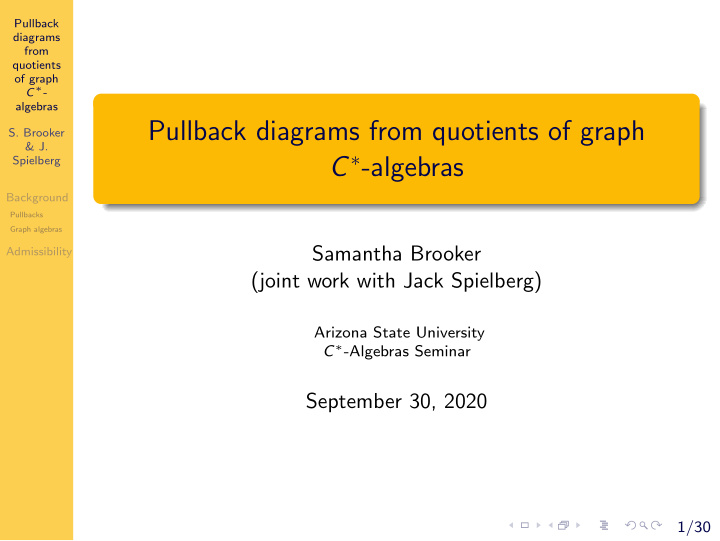 pullback diagrams from quotients of graph
