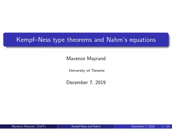 KempfNess type theorems and Nahms equations  Maxence Mayrand  University of Toronto  December