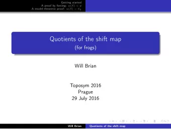 Quotients of the shift map  (for frogs)  Will Brian  Toposym 2016  Prague  29 July 2016  Will Brian