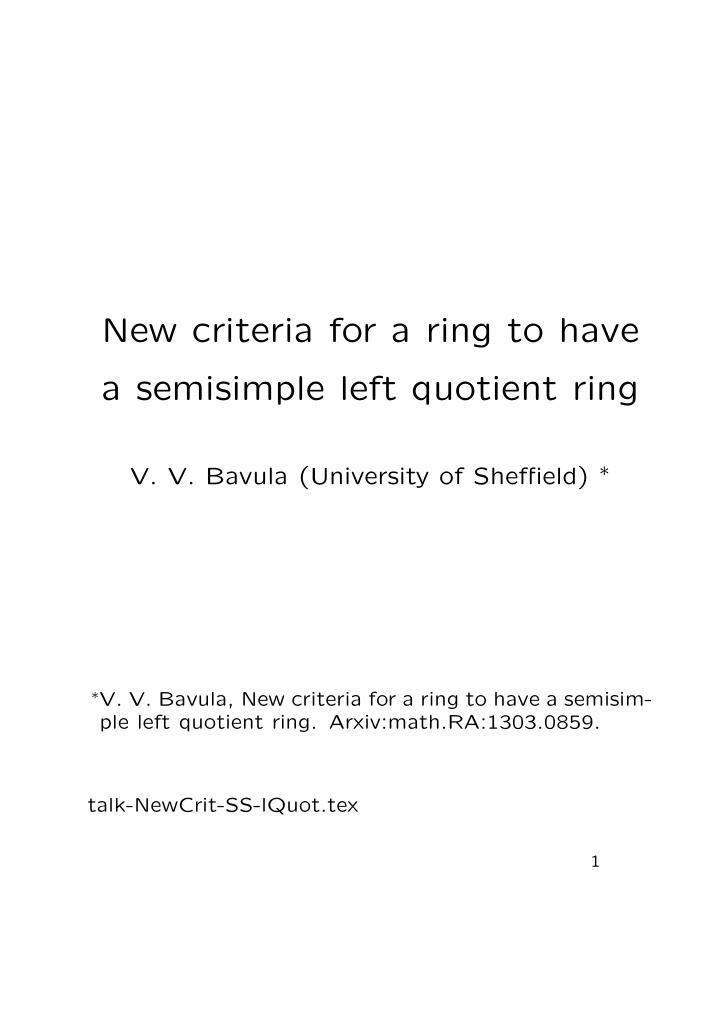 new criteria for a ring to have a semisimple left