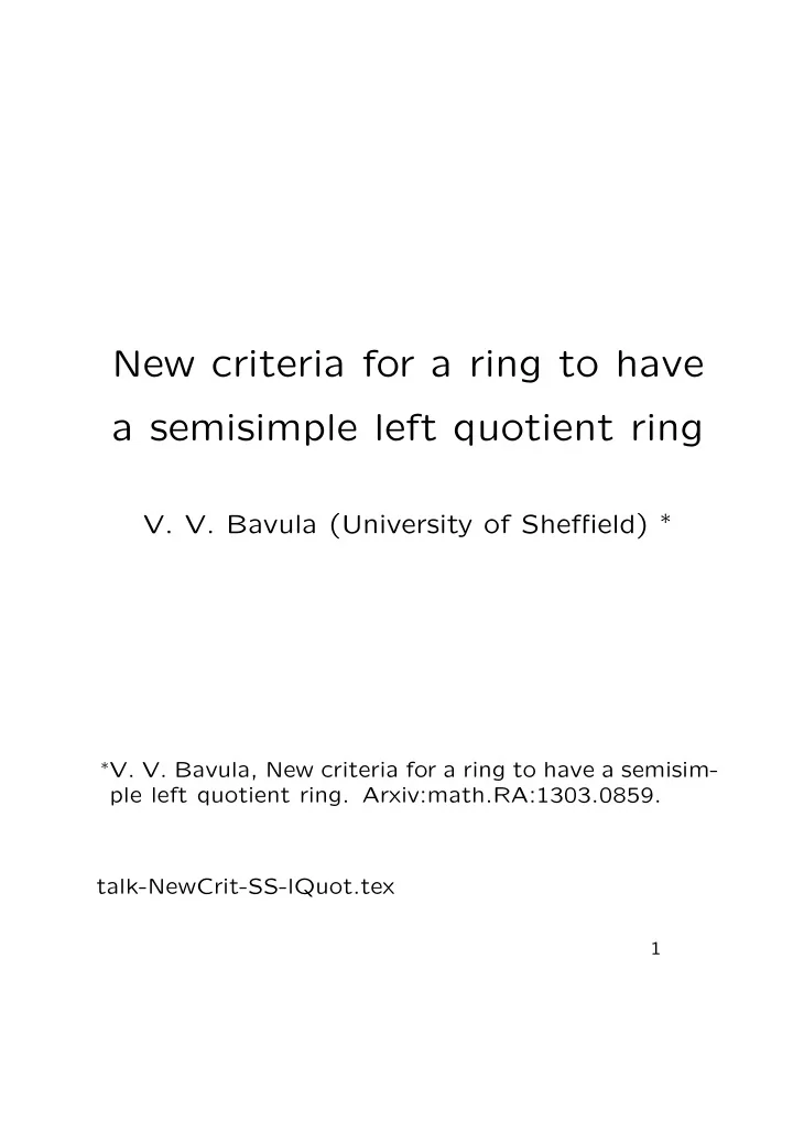 new criteria for a ring to have a semisimple left