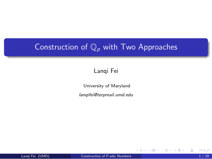 construction of q p with two approaches