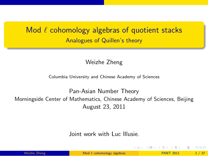 mod cohomology algebras of quotient stacks