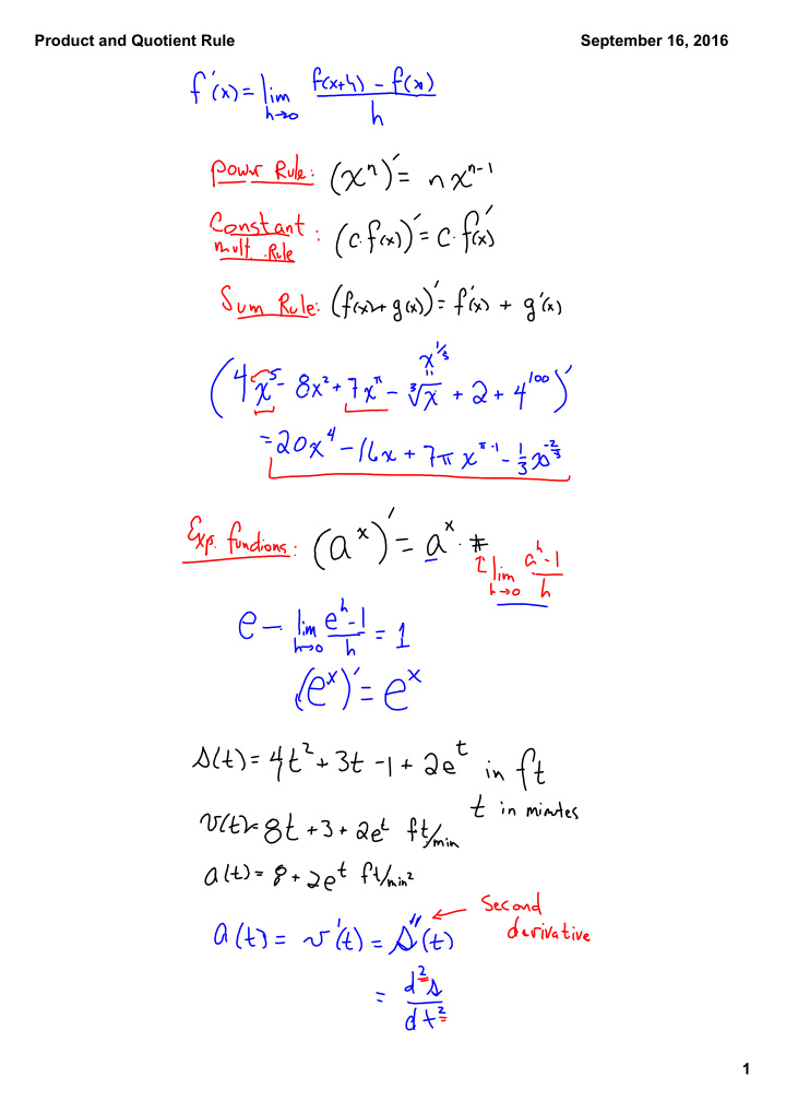 product and quotient rule september 16 2016 1 product and