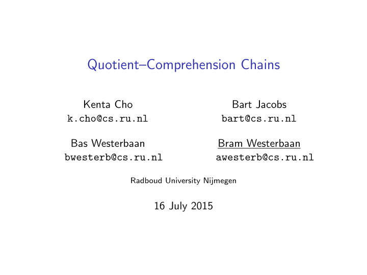 quotient comprehension chains