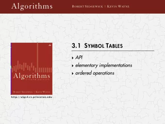 Algorithms R OBERT S EDGEWICK | K EVIN W AYNE 3.1 S YMBOL T ABLES  API  elementary