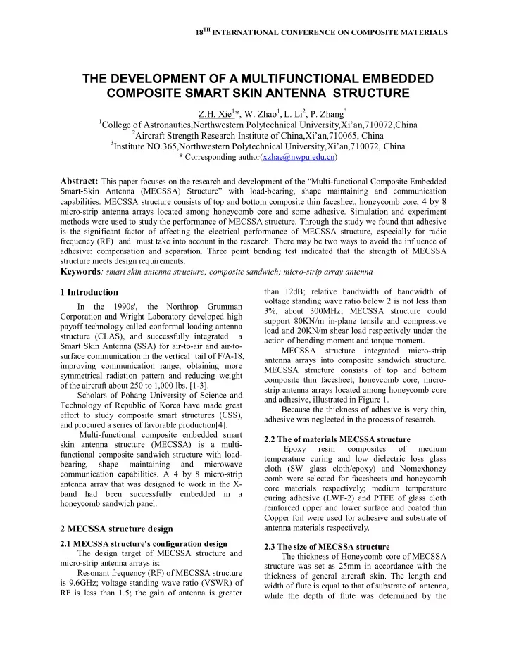 the development of a multifunctional embedded composite