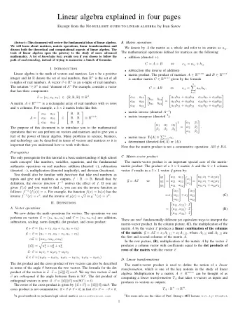 Linear algebra explained in four pages Excerpt from the N O BULLSHIT GUIDE TO LINEAR ALGEBRA by