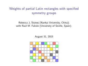 Weights of partial Latin rectangles with specified  symmetry groups  Rebecca J. Stones (Nankai