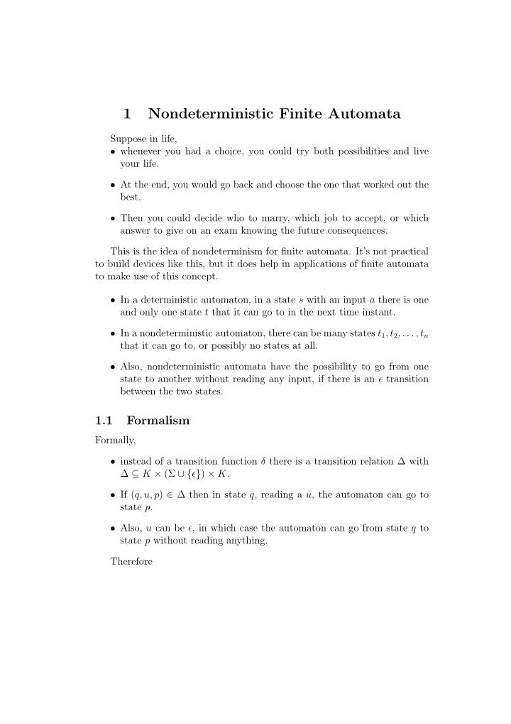 1 nondeterministic finite automata